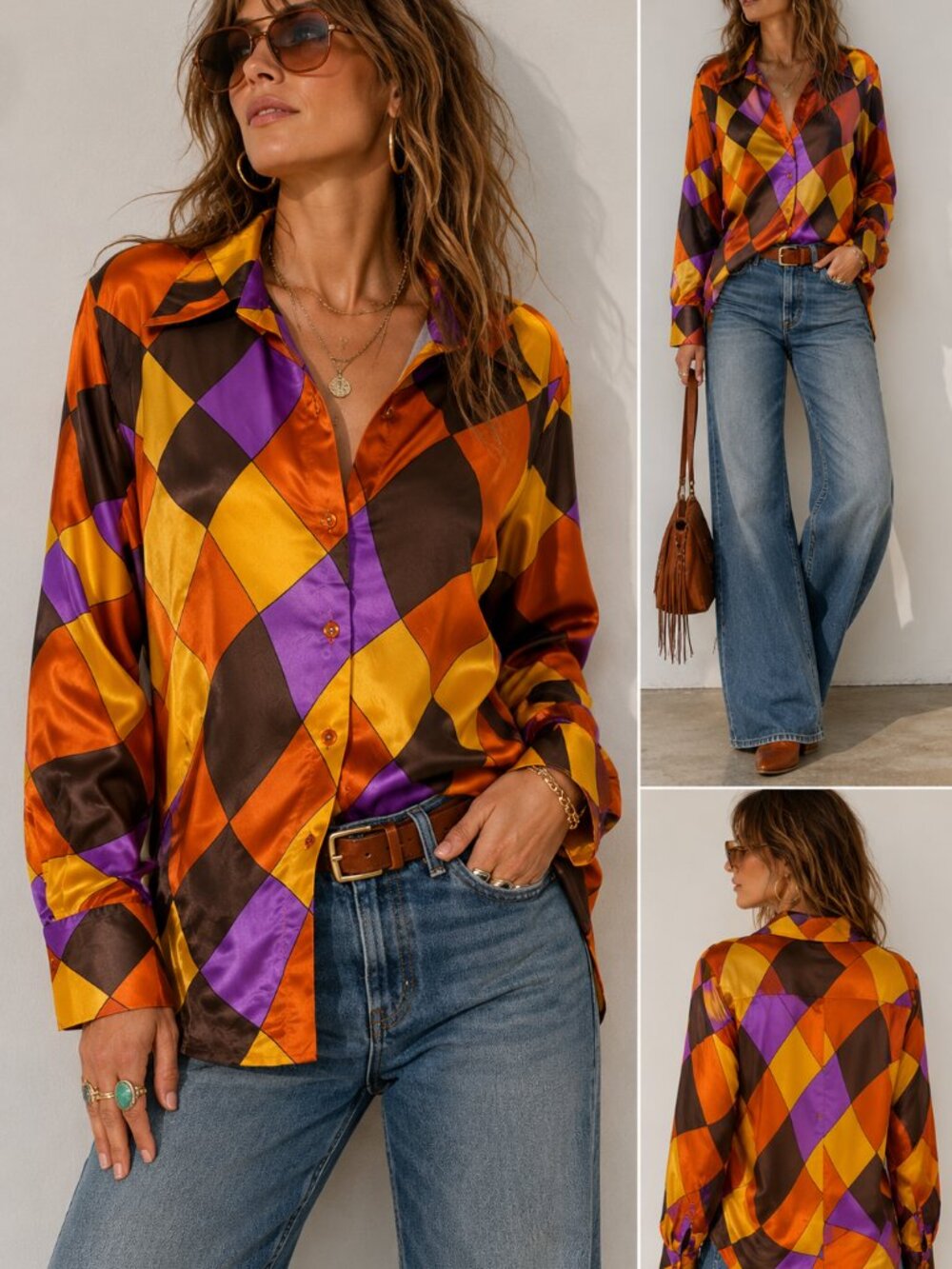 Vintage Alex Coleman 60s 70s Button Up Top Size Medium
